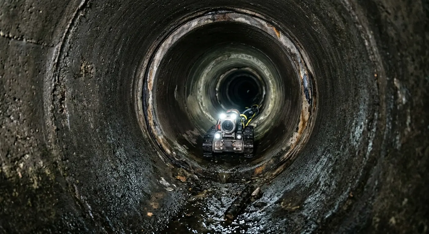 Robotic sewer camera inspecting pipe interior for Drain Snake Service in Hendersonville